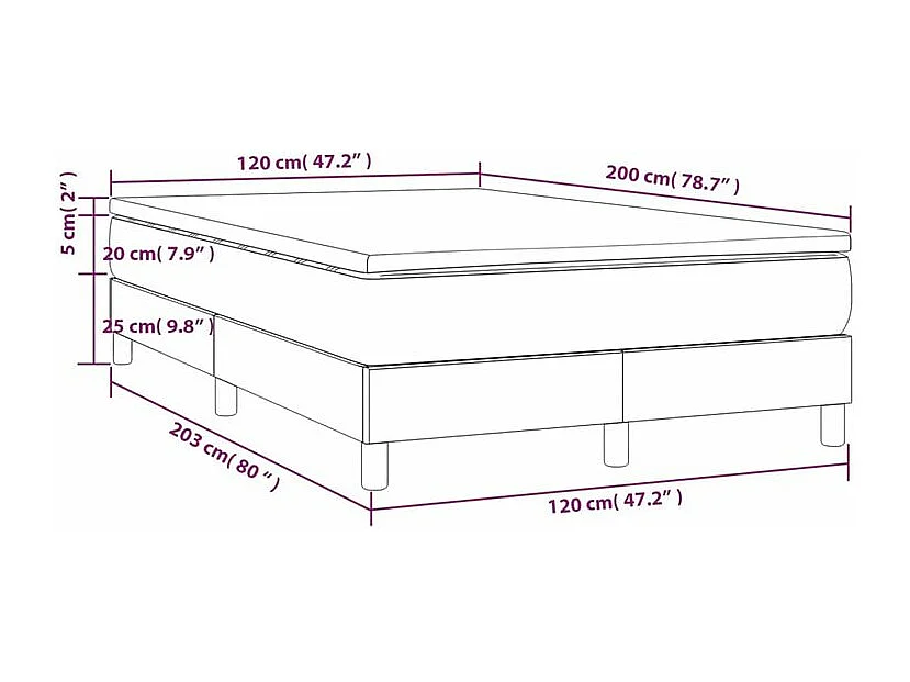 Sommier à lattes de lit avec matelas Crème 120x200 Tissu
