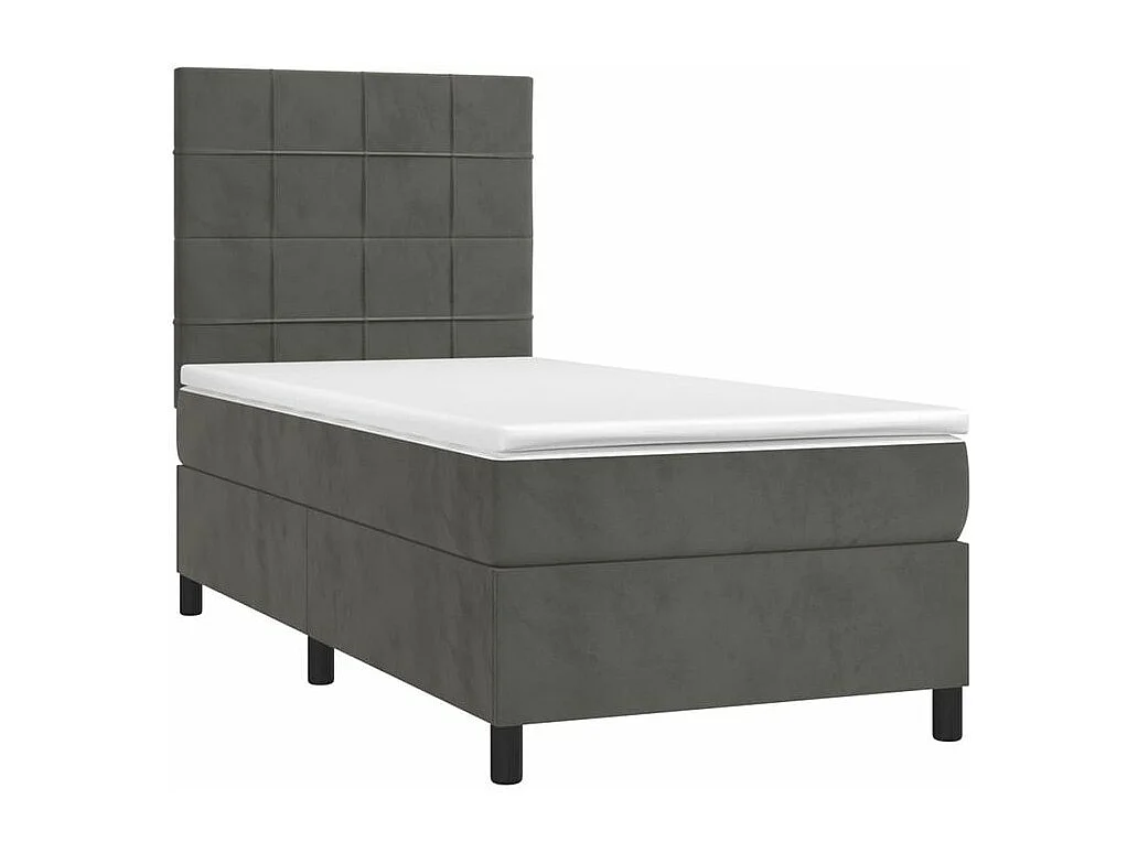 Sommier à lattes de lit et matelas et LED Gris foncé 80x200