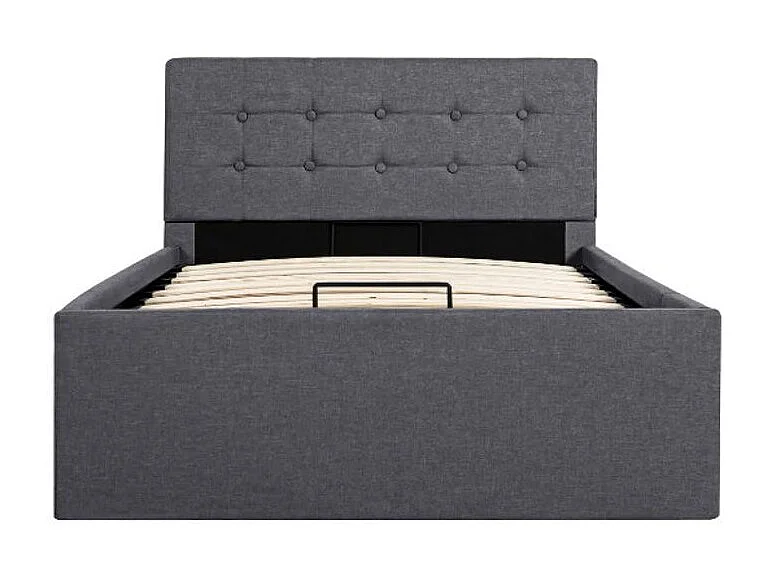 Lit coffre tissu gris foncé Rundo 100x200