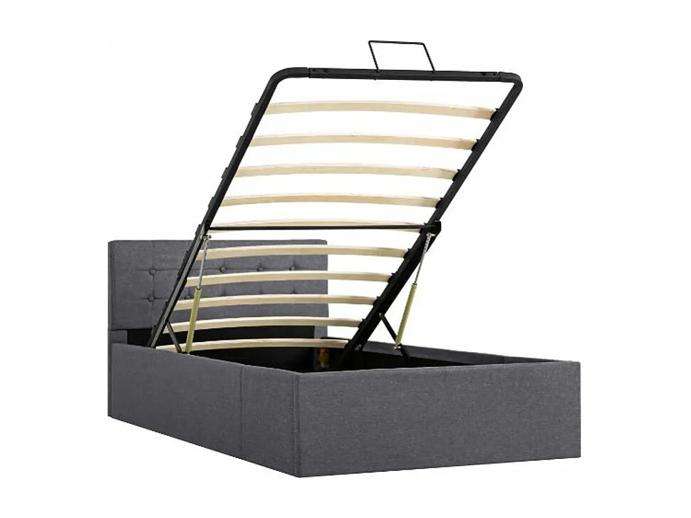 Lit coffre tissu gris foncé Rundo 100x200