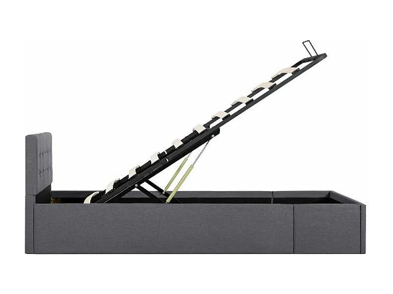 Lit coffre tissu gris foncé Rundo 100x200