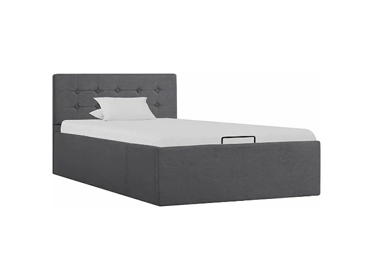 Lit coffre tissu gris foncé Rundo 100x200