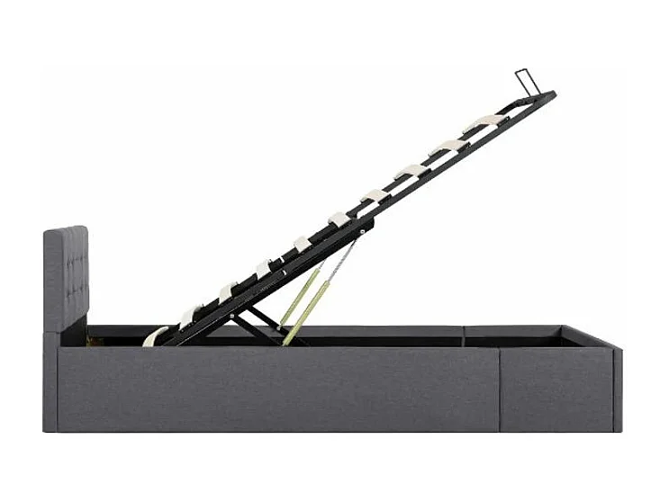 Lit coffre tissu gris foncé Rundo 100x200