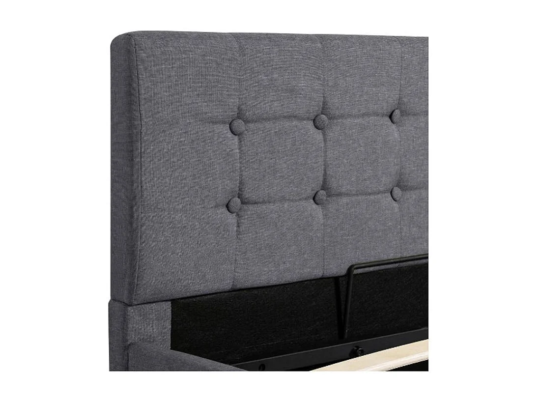 Lit coffre tissu gris foncé Rundo 100x200