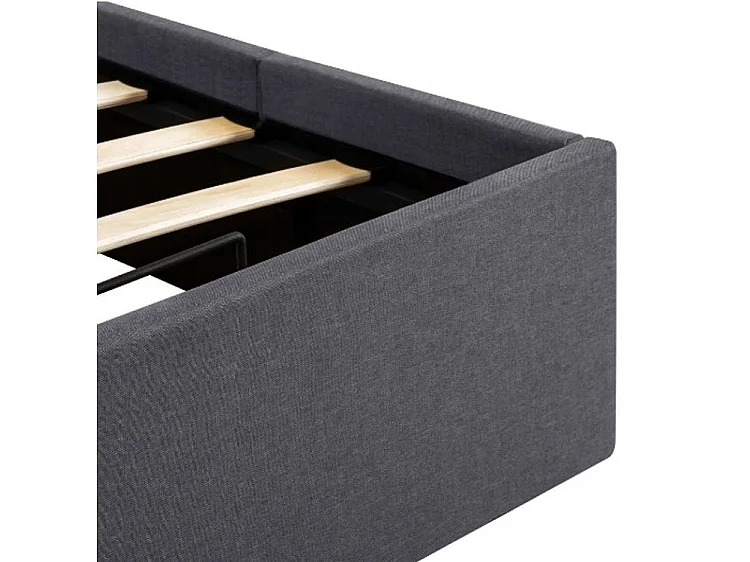 Lit coffre tissu gris foncé Rundo 100x200
