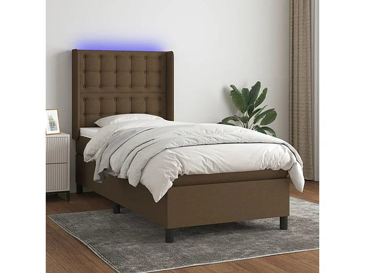 Sommier à lattes de lit matelas LED Marron foncé 80x200 Tissu
