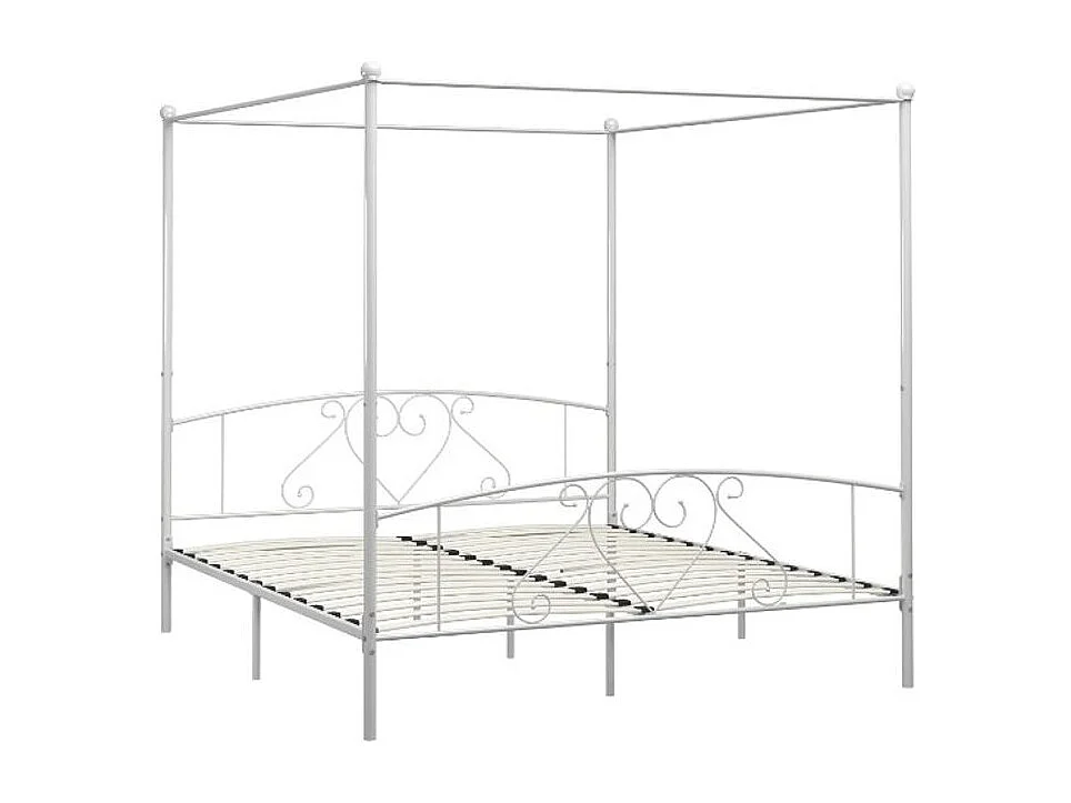 Lit à baldaquin métal blanc Tommy 200x200