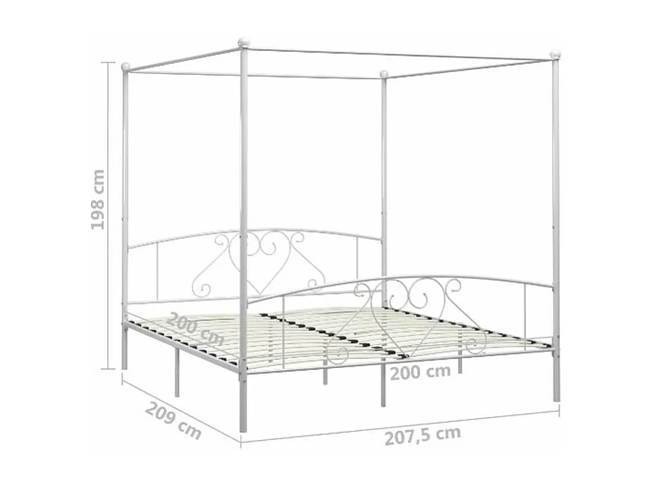 Lit à baldaquin métal blanc Tommy 200x200