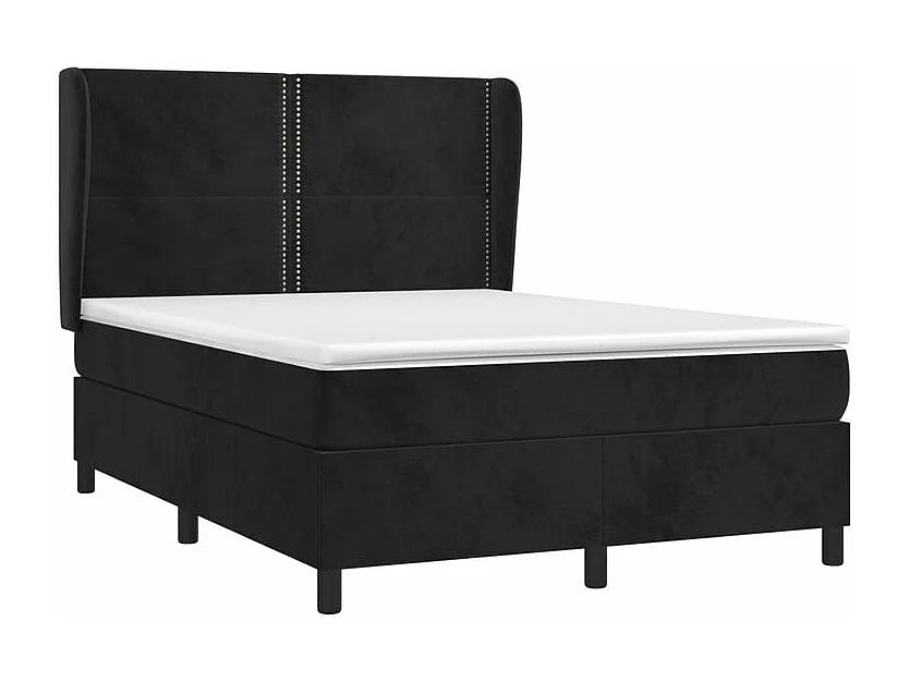 Sommier à lattes de lit avec matelas Noir 140x200 Velours