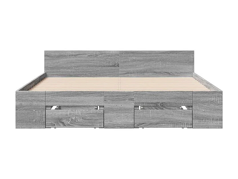 Cadre de lit et tiroirs sonoma gris 120x190 bois ingénierie