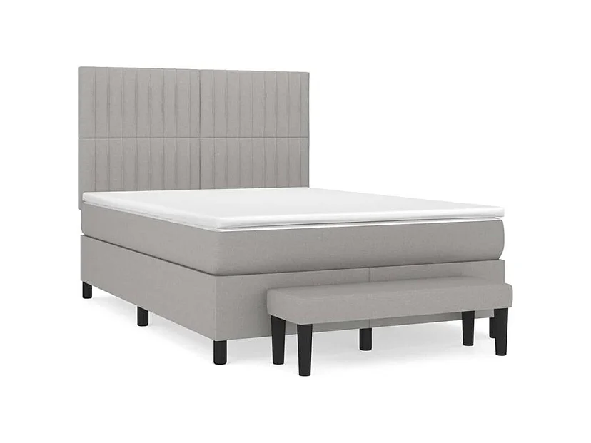 Sommier à lattes de lit avec matelas Gris clair 140x200 Tissu