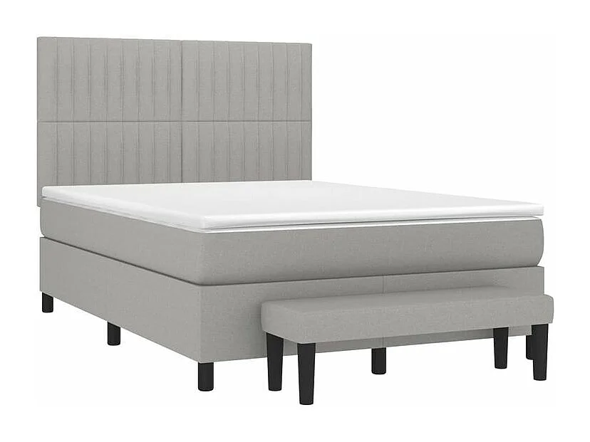 Sommier à lattes de lit avec matelas Gris clair 140x200 Tissu