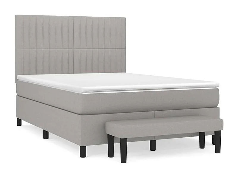 Sommier à lattes de lit avec matelas Gris clair 140x200 Tissu