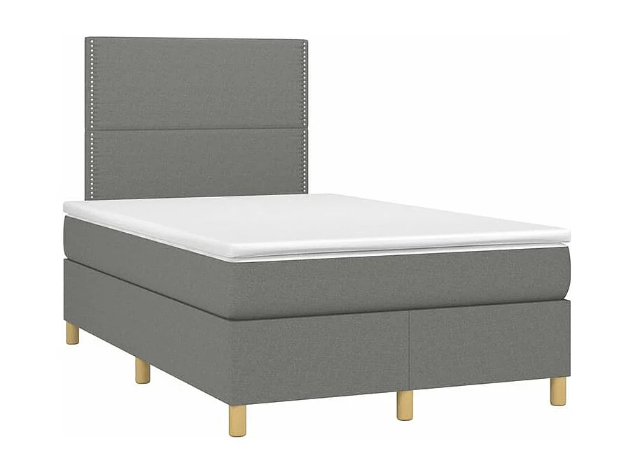 Sommier à lattes de lit et matelas et LED Gris foncé 120x200