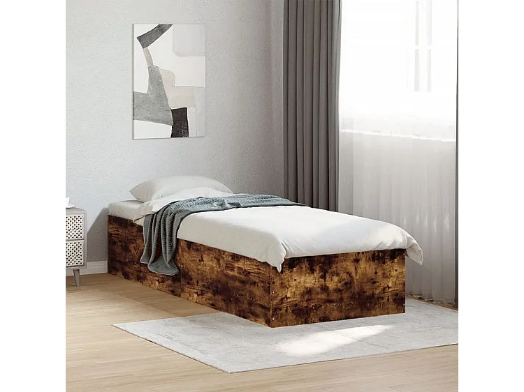 Cadre de lit chêne fumé 90x200 bois d'ingénierie
