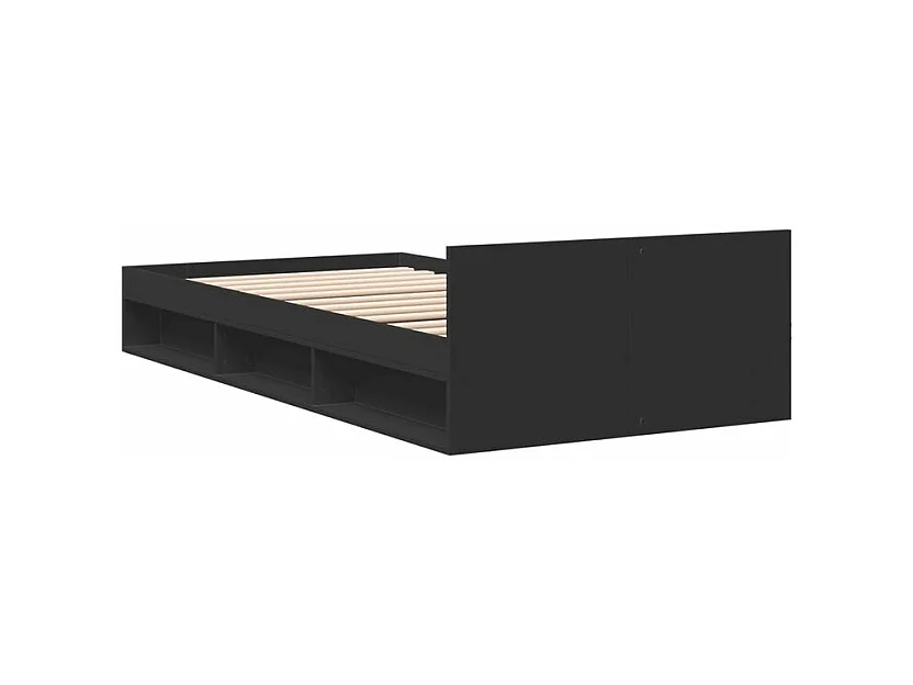 Cadre de lit avec tiroir noir 100x200 bois d'ingénierie