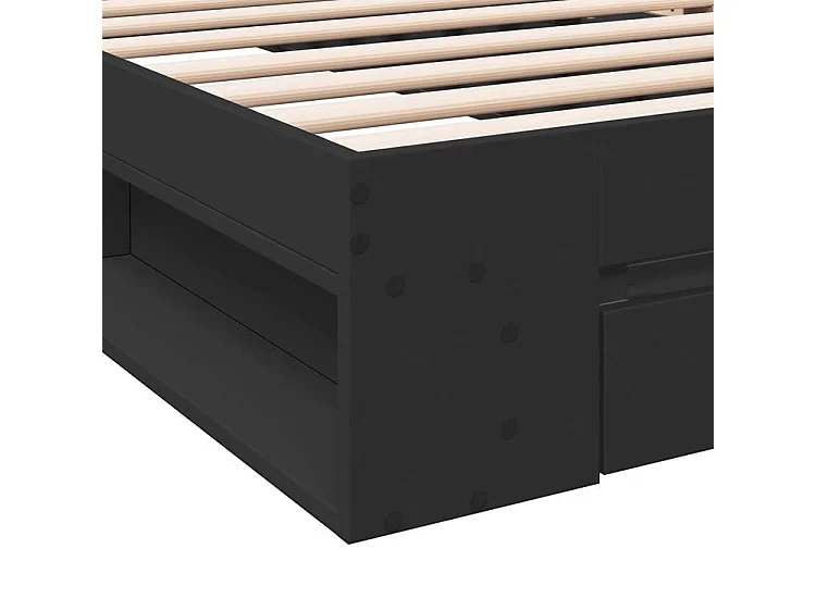Cadre de lit avec tiroir noir 100x200 bois d'ingénierie