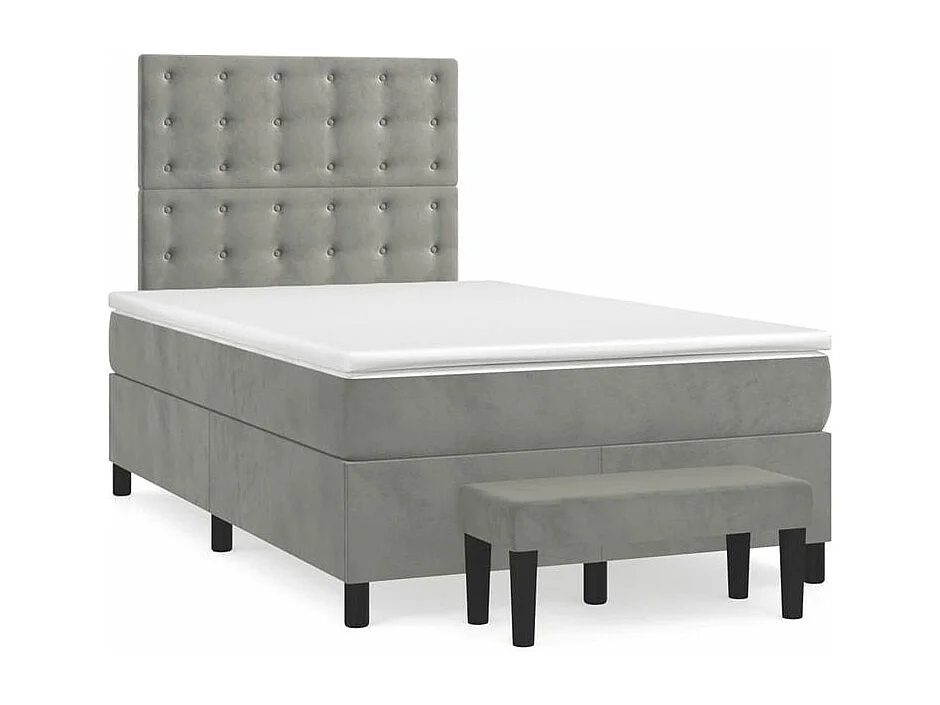 Sommier à lattes de lit et matelas Gris clair 120x200 Velours