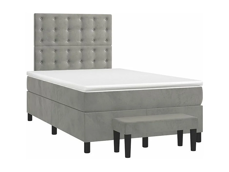 Sommier à lattes de lit et matelas Gris clair 120x200 Velours