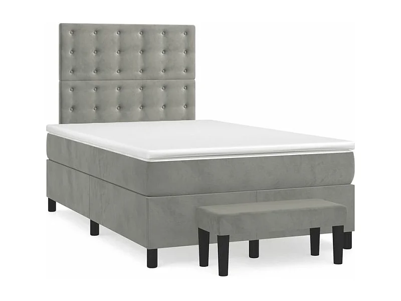 Sommier à lattes de lit et matelas Gris clair 120x200 Velours