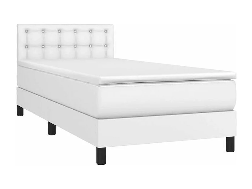 Sommier à lattes de lit avec matelas Blanc 90x200 Similicuir