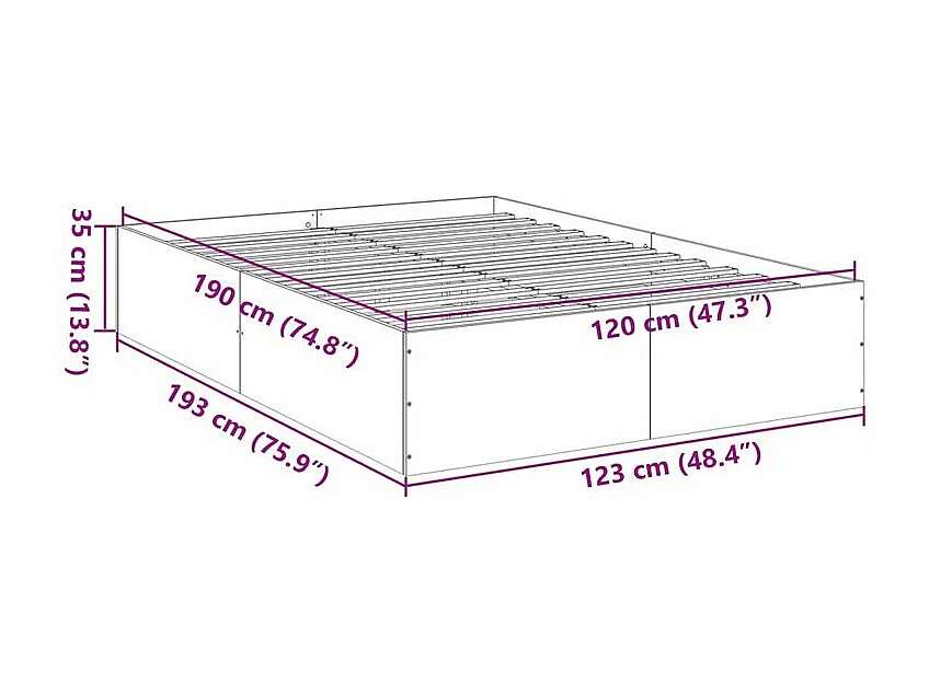 Cadre de lit sonoma gris 120x190 bois d'ingénierie