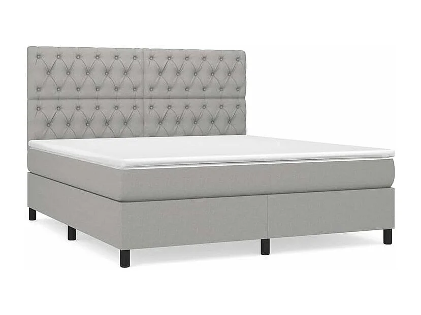 Sommier à lattes de lit avec matelas Gris clair 160x200 Tissu