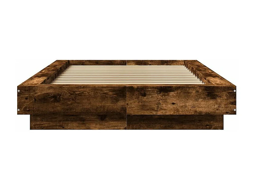 Cadre de lit avec lumières LED chêne fumé 75x190