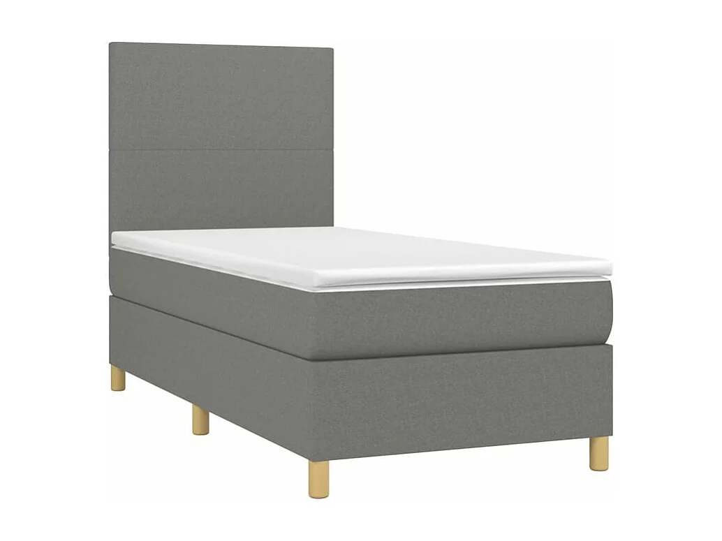 Sommier à lattes de lit avec matelas et LED Gris foncé 90x200