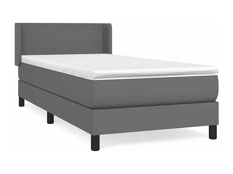 Sommier à lattes de lit avec matelas Gris 90x200 Similicuir