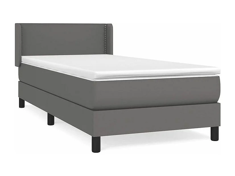 Sommier à lattes de lit avec matelas Gris 90x200 Similicuir
