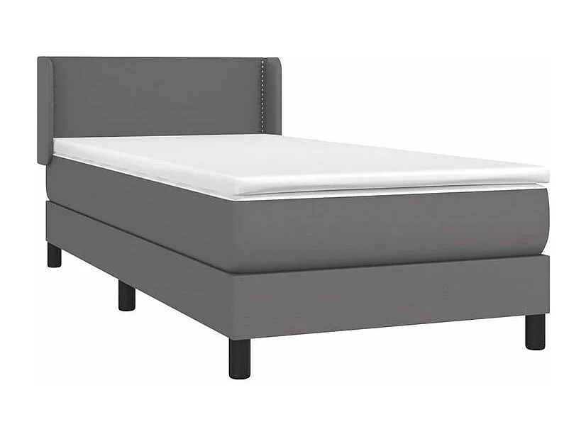 Sommier à lattes de lit avec matelas Gris 90x200 Similicuir