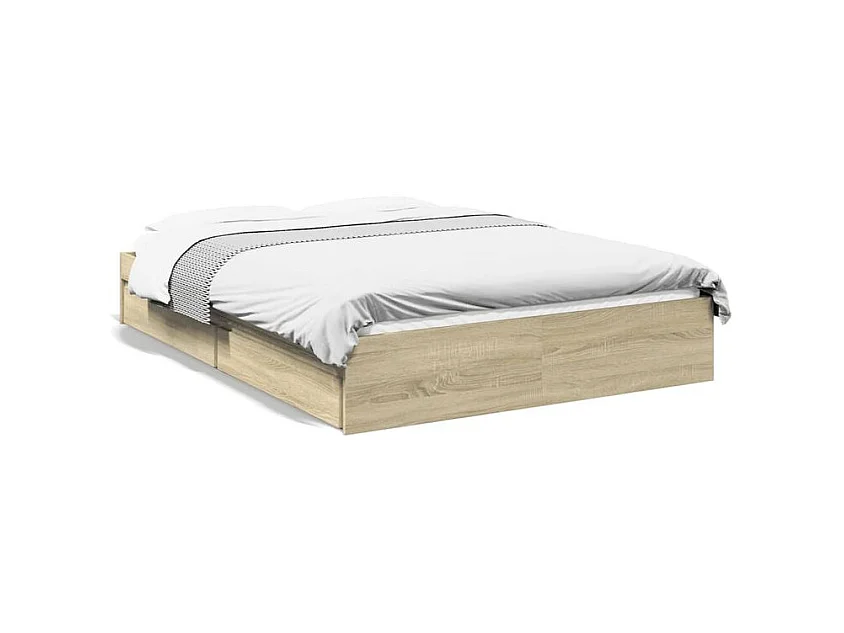 Cadre de lit et tiroirs chêne sonoma 140x190 bois ingénierie