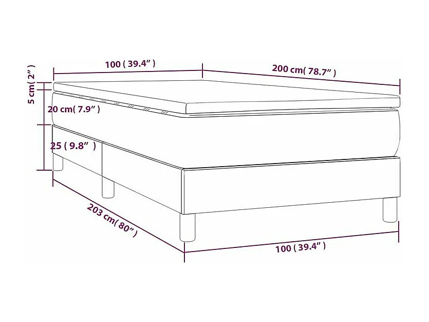 Sommier à lattes de lit avec matelas Marron foncé 100x200