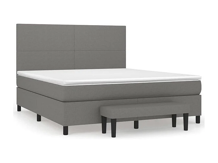 Sommier à lattes de lit avec matelas Gris foncé 160x200 Tissu