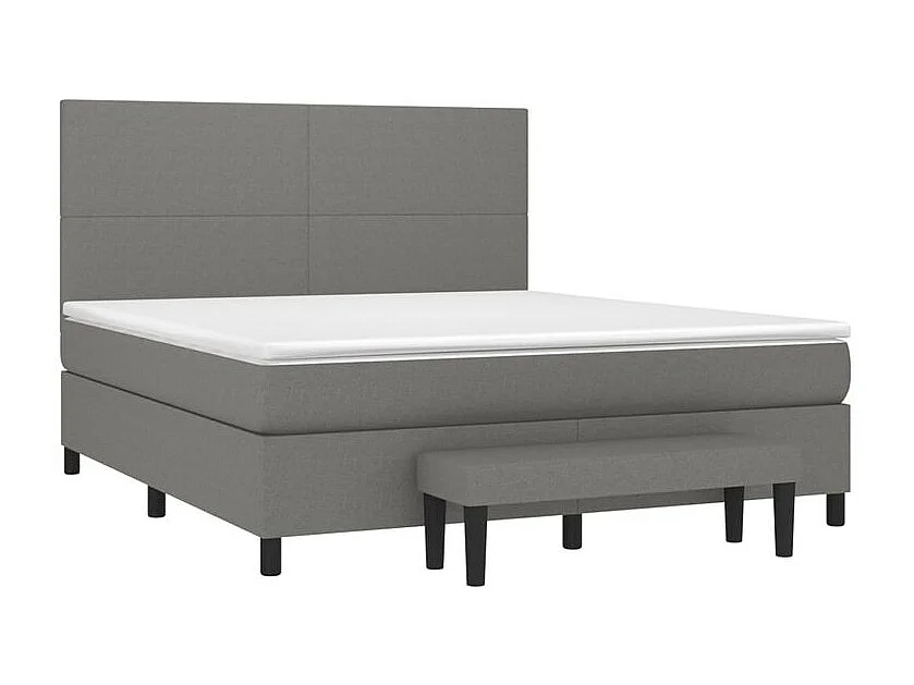 Sommier à lattes de lit avec matelas Gris foncé 160x200 Tissu