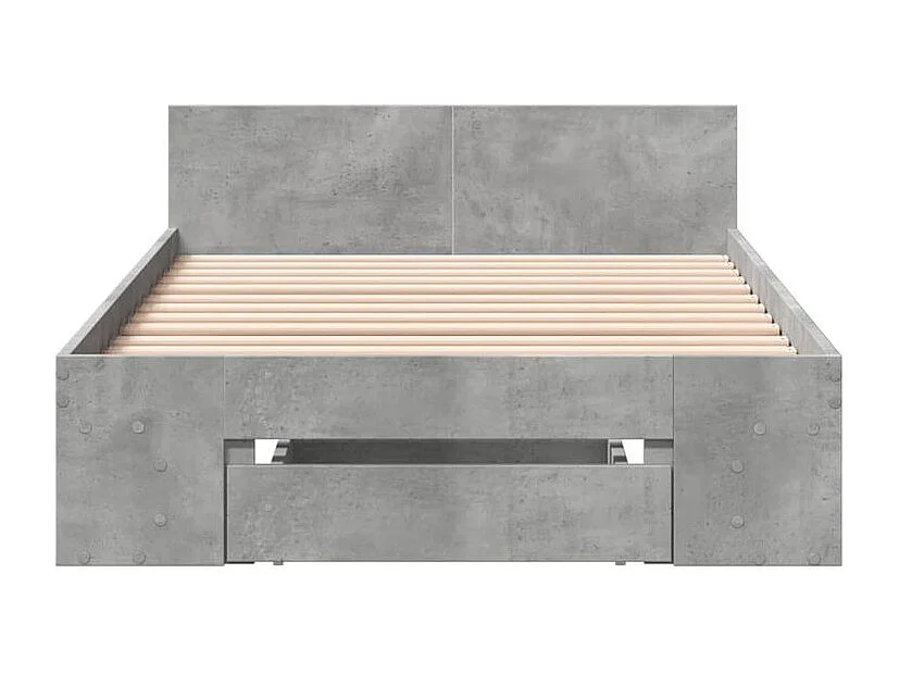 Cadre de lit et tiroir gris béton 90x190 bois d'ingénierie