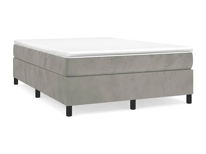 Sommier à lattes de lit et matelas Gris clair 140x190 Velours