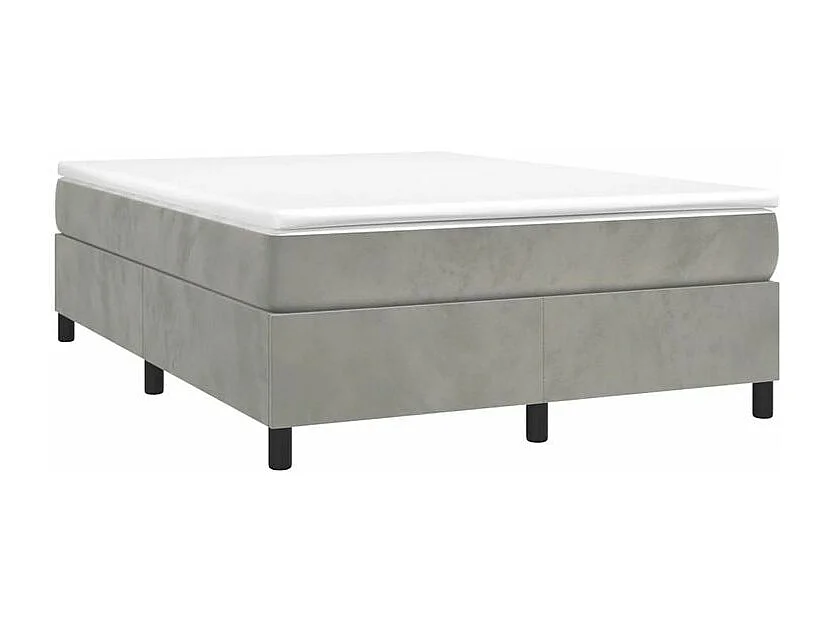 Sommier à lattes de lit et matelas Gris clair 140x190 Velours