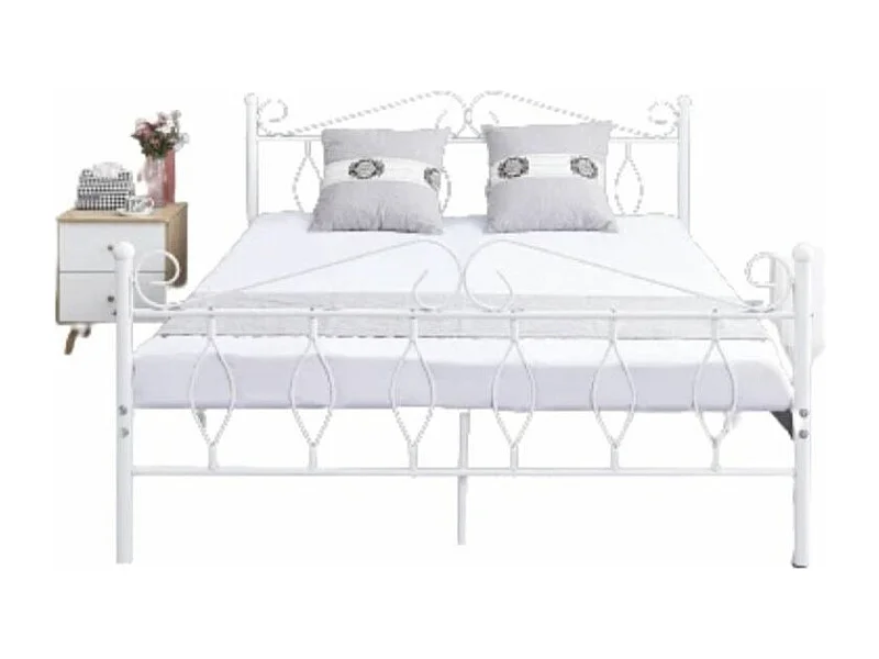 Lit métal Kym-Couleur Blanc-140x190