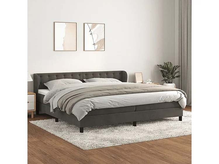 Sommier à lattes de lit et matelas Gris foncé 200x200 Velours