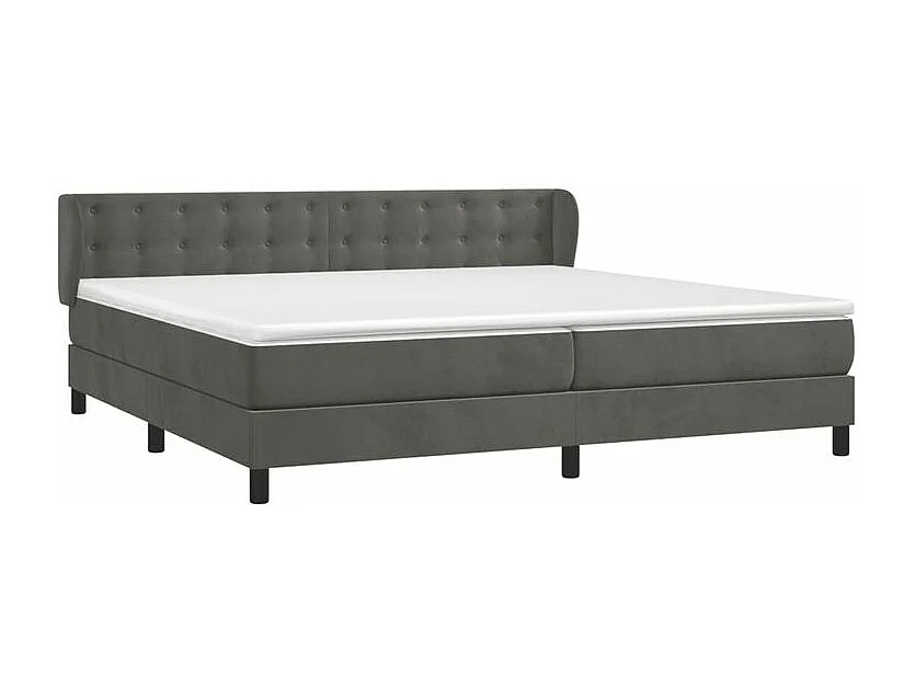 Sommier à lattes de lit et matelas Gris foncé 200x200 Velours