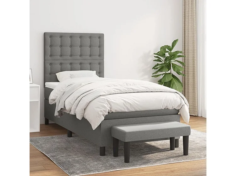 Sommier à lattes de lit avec matelas Gris foncé 80x200 Tissu