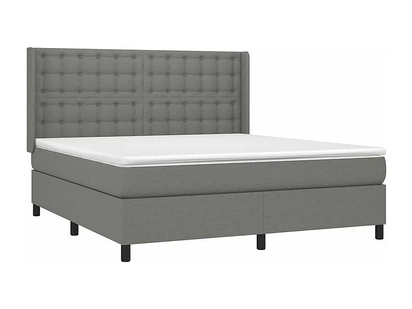 Sommier à lattes de lit avec matelas Gris foncé 160x200 Tissu