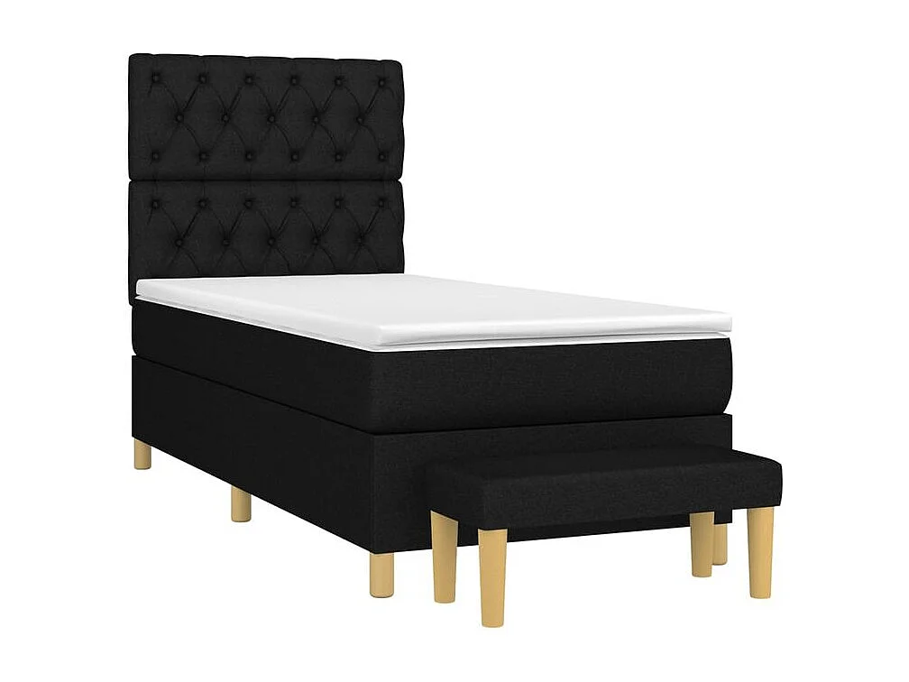 Sommier à lattes de lit et matelas Noir 80x200 Tissu