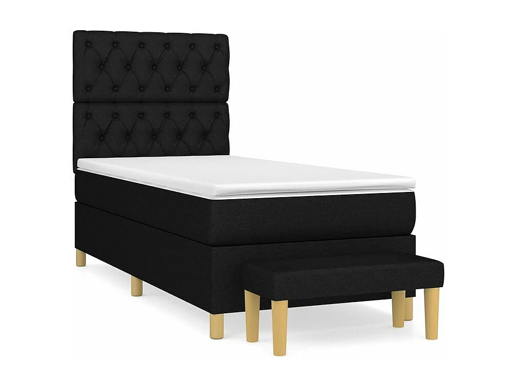 Sommier à lattes de lit et matelas Noir 80x200 Tissu