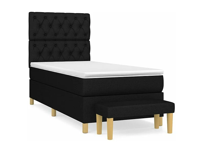 Sommier à lattes de lit et matelas Noir 80x200 Tissu