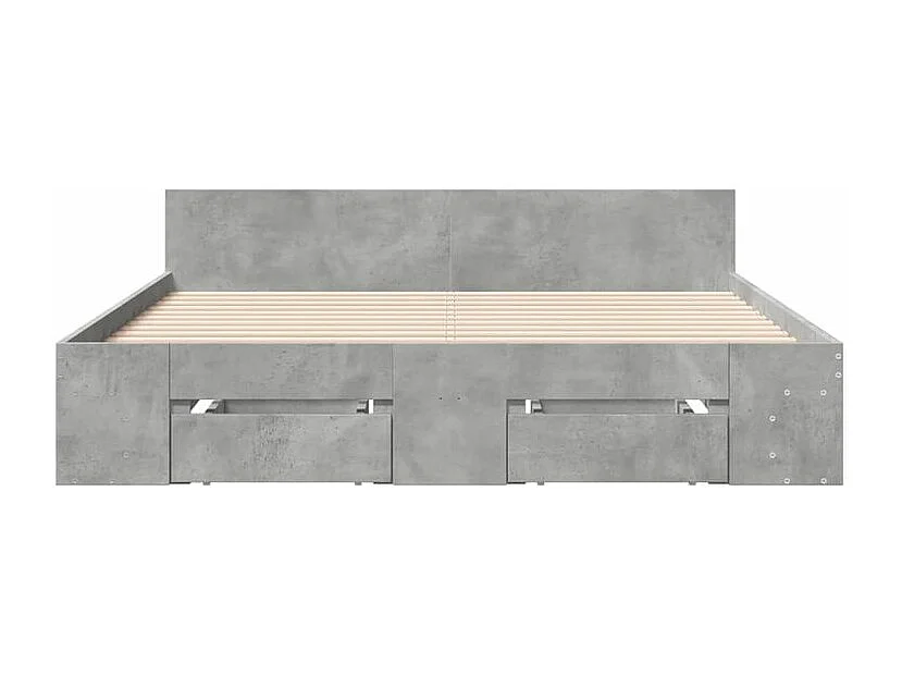 Cadre de lit et tiroirs gris béton 140x190 bois d'ingénierie
