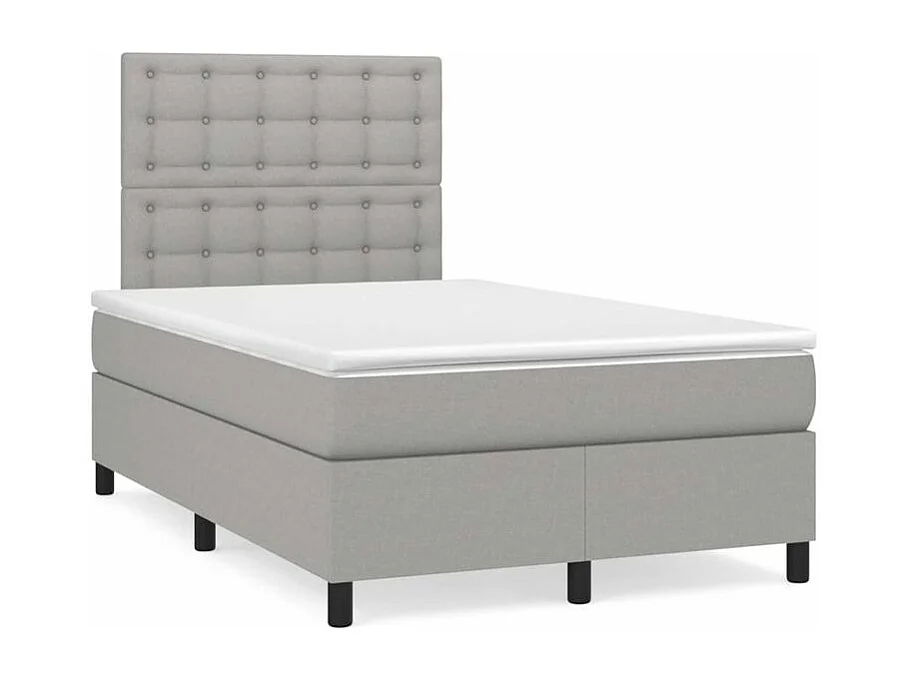 Sommier à lattes de lit avec matelas Gris clair 120x200 Tissu