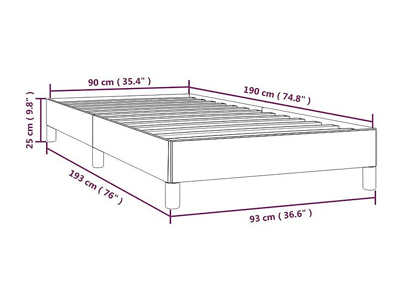 Cadre de lit Blanc 90x190 Similicuir